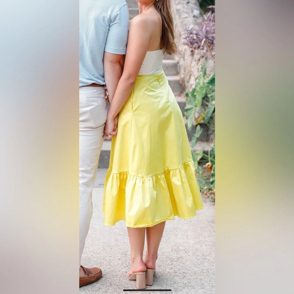 Hitch Anthropologie color block yellow and white dress with bow - Picture 7 of 7